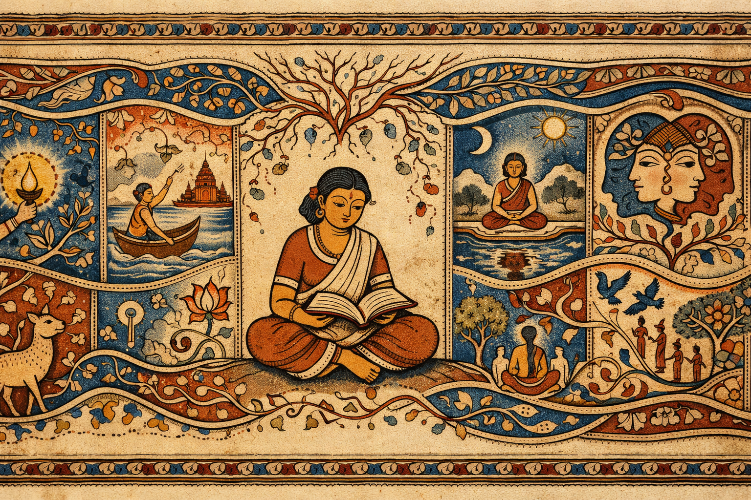 A cozy library scene